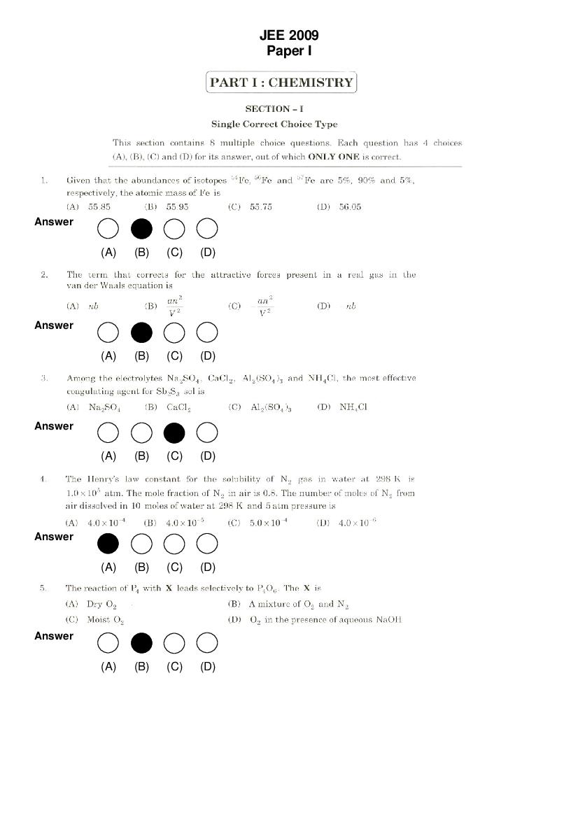 JEE Advanced 2009 Question Paper 1 - Page 1