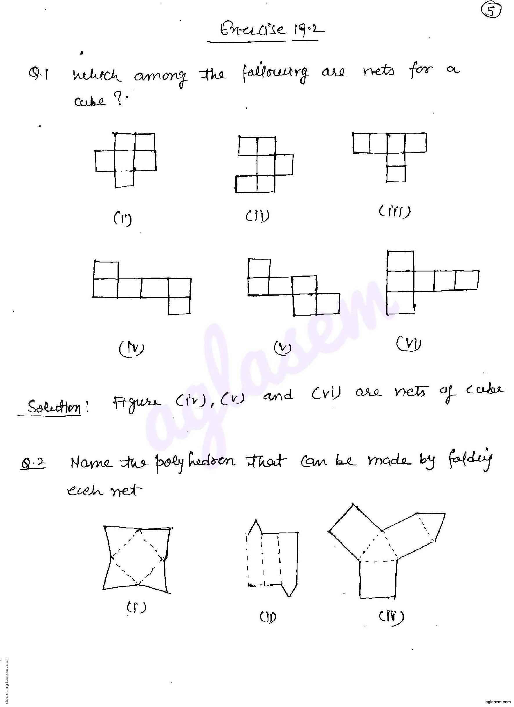 RD Sharma Solutions Class 8 Chapter 19 Visualising Shapes Exercise 19.2 - Page 1