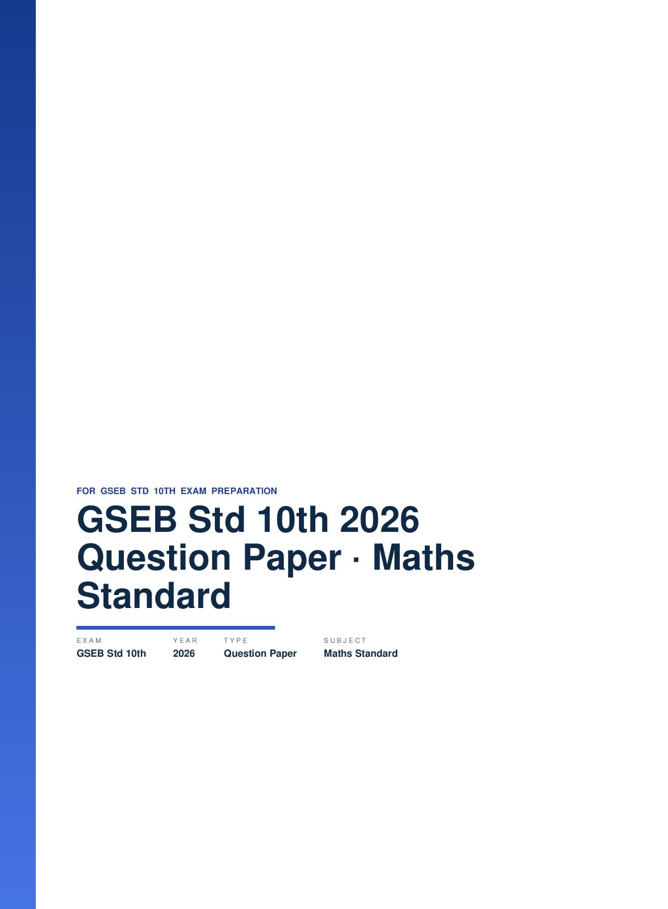 GSEB Std 10th Question Paper 2026 Maths Standard - Page 1 of 12