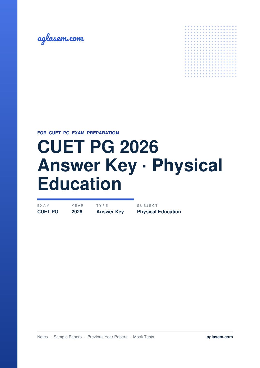 CUET PG 2026 Answer Key Physical Education - Page 1 of 2
