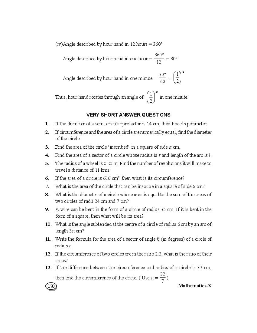 Class 10 Maths Extra Questions Chapter 11 Area related to circles - Page 1