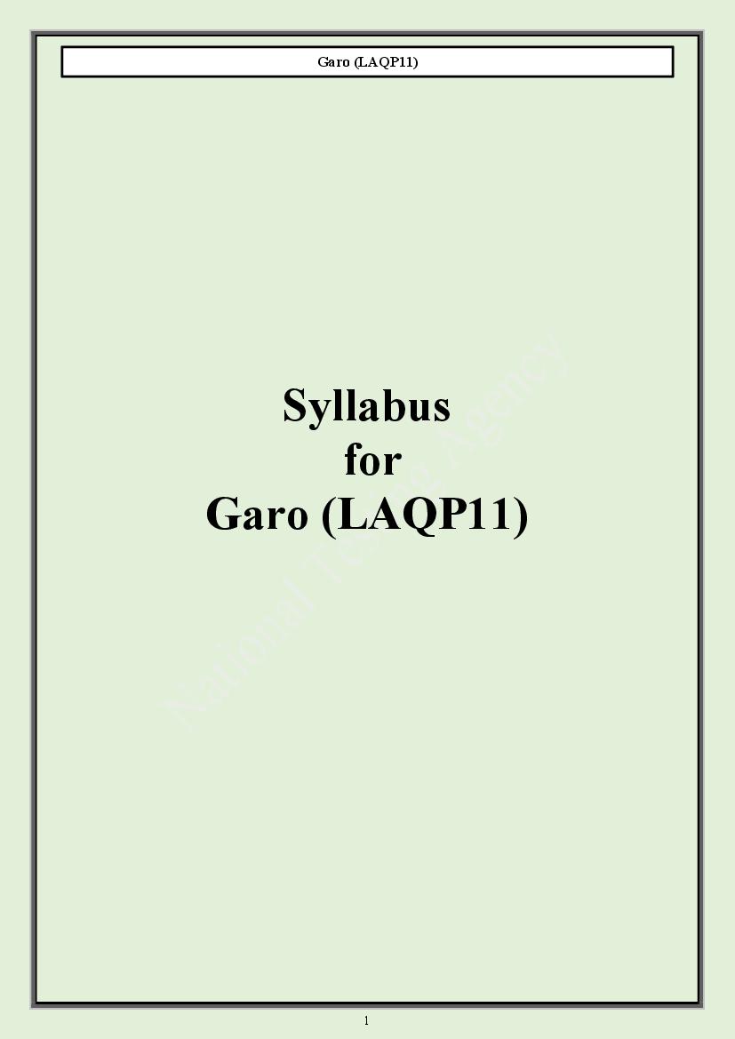 CUET PG 2024 Syllabus Garo - Page 1