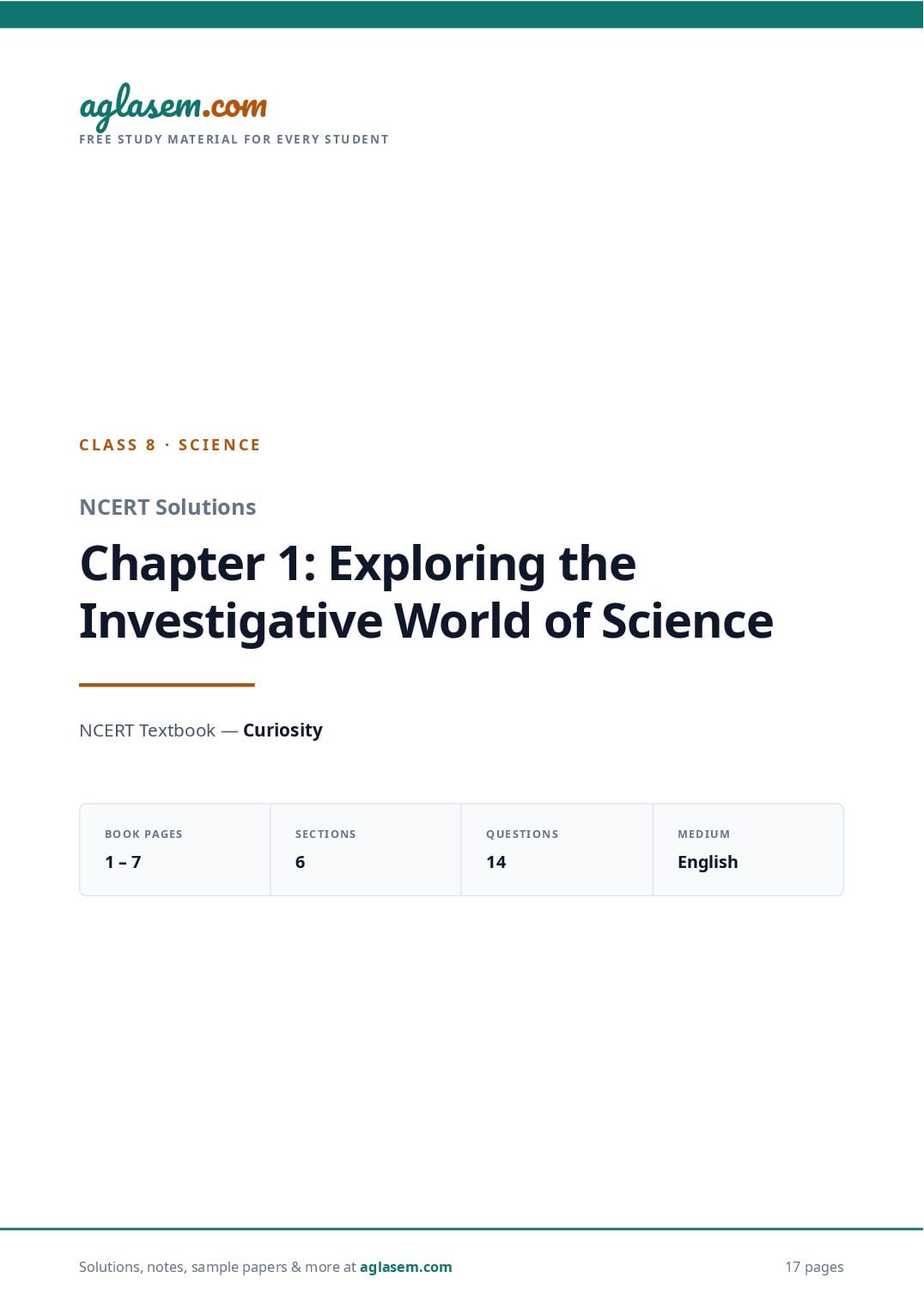 NCERT Solutions Class 8 Science Chapter 1 Exploring the Investigative World of Science - Page 1 of 18