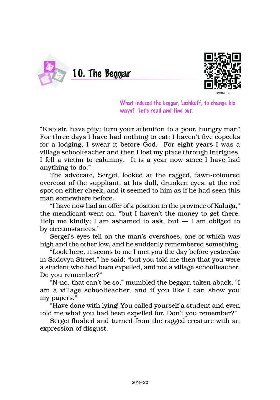 NCERT Book Class 9 English (Moments) Chapter 10 The Beggar - Page 1