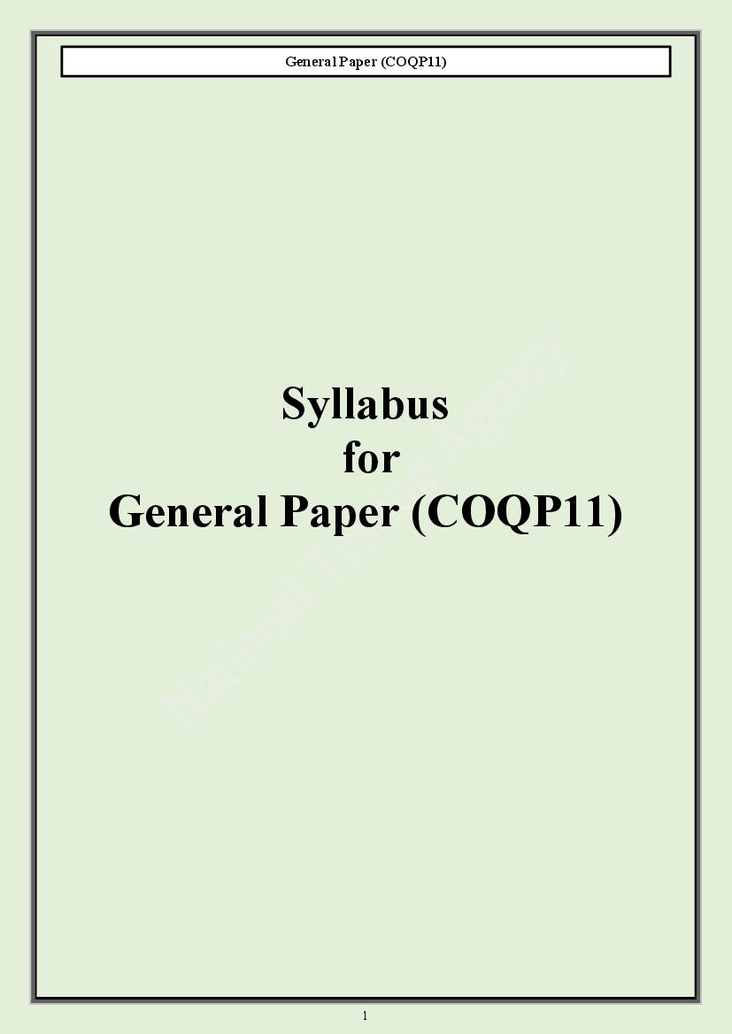 CUET PG 2024 Syllabus General Paper - Page 1