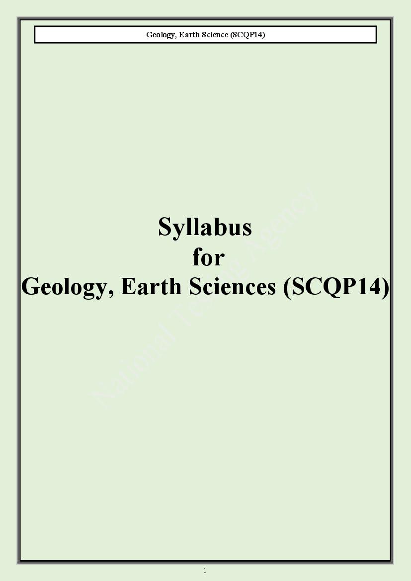 CUET PG 2024 Syllabus Geology Earth Science - Page 1