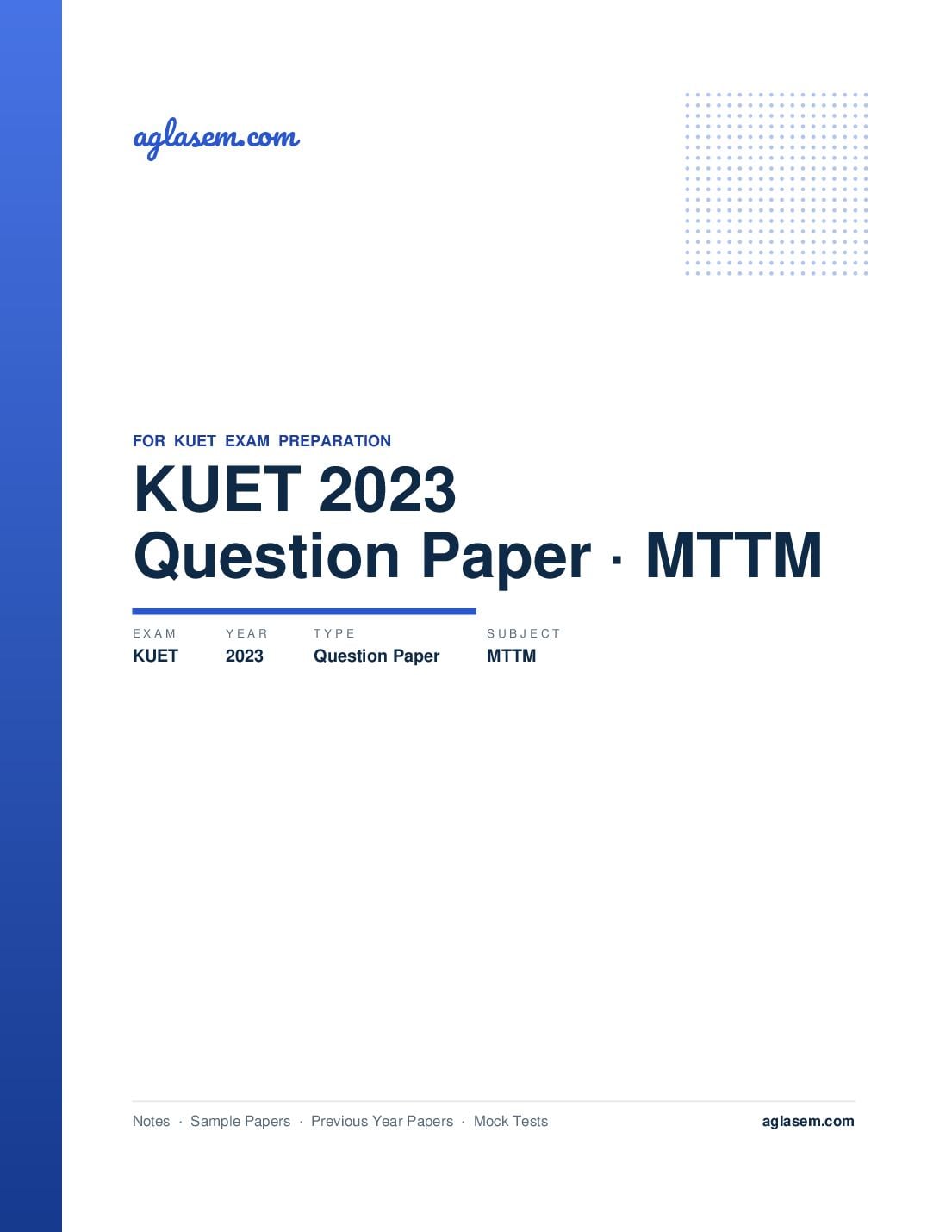 KUET 2023 Question Paper MTTM - Page 1 of 17
