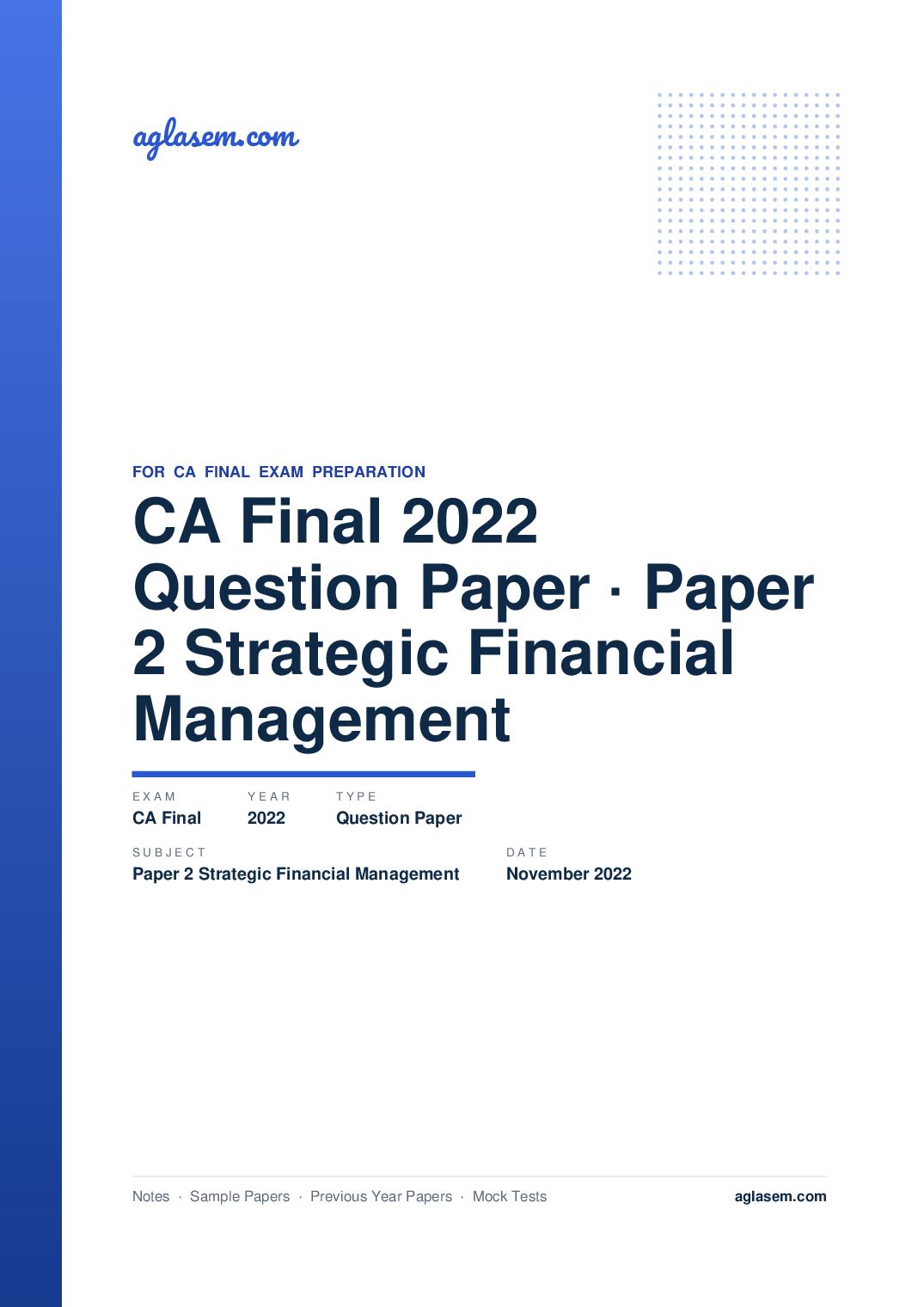 CA Final November 2022 Question Paper Paper 2 Strategic Financial Management - Page 1 of 13