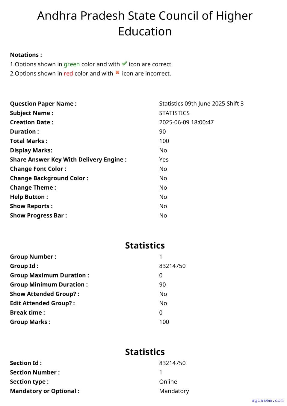 AP PGCET 2025 Question Paper with Answer Key Statistics - Page 1 of 60