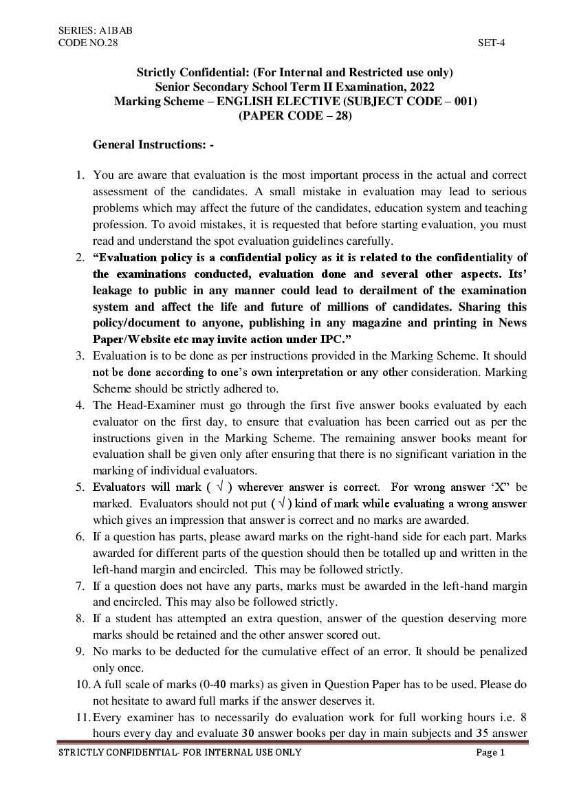 CBSE Class 12 Question Paper 2022 Solution English Elective - Page 1
