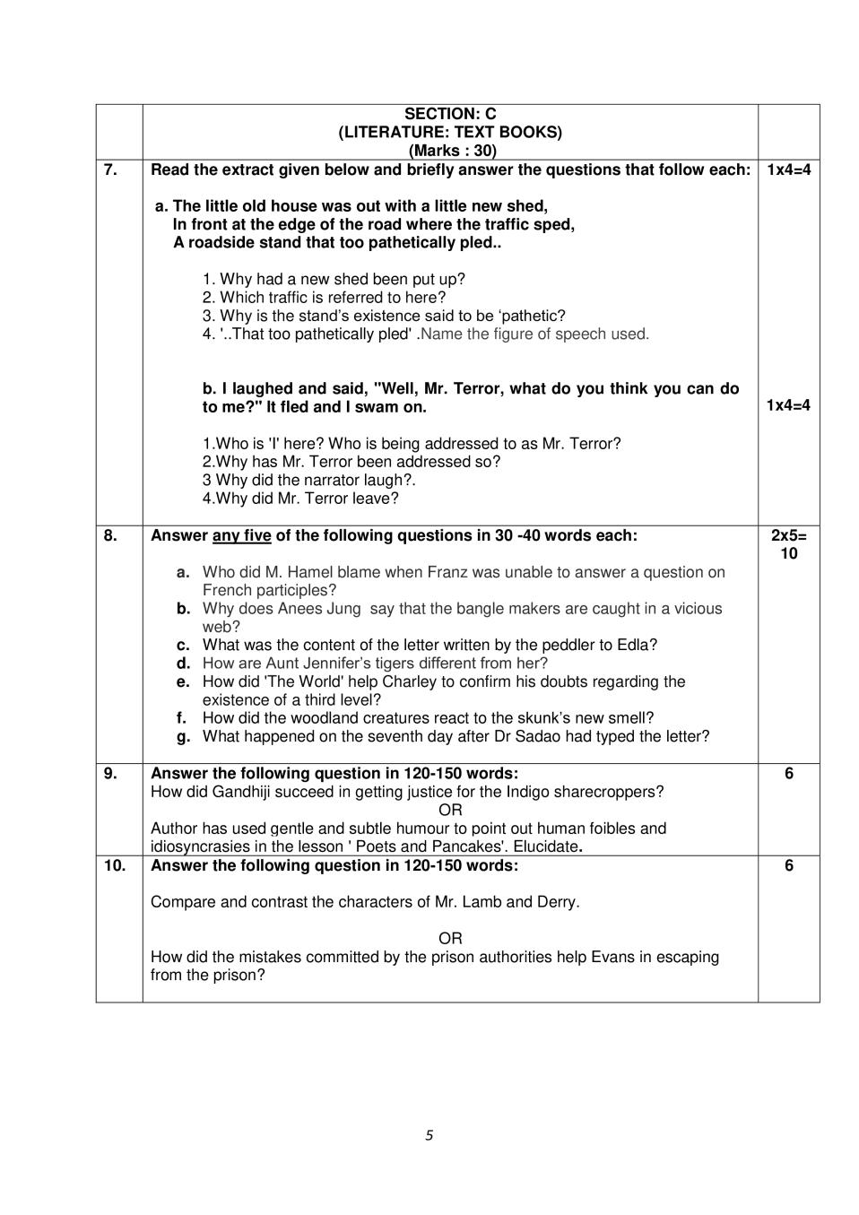 Cbse Class 12 English Core Sample Paper With Answers Examples Papers   5 