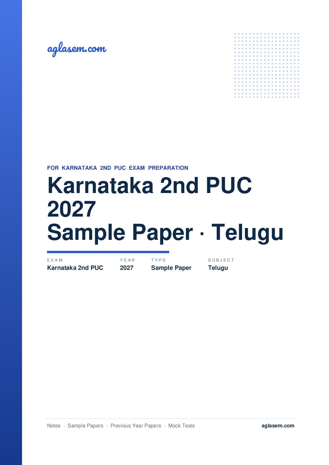 Karnataka 2nd PUC Model Question Paper 2027 for Telugu - Page 1 of 5