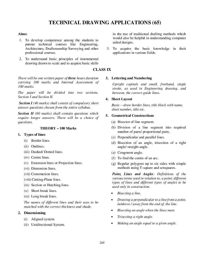 ICSE Class 10 Syllabus 2022 Technical Drawing Applications - Page 1 of 8
