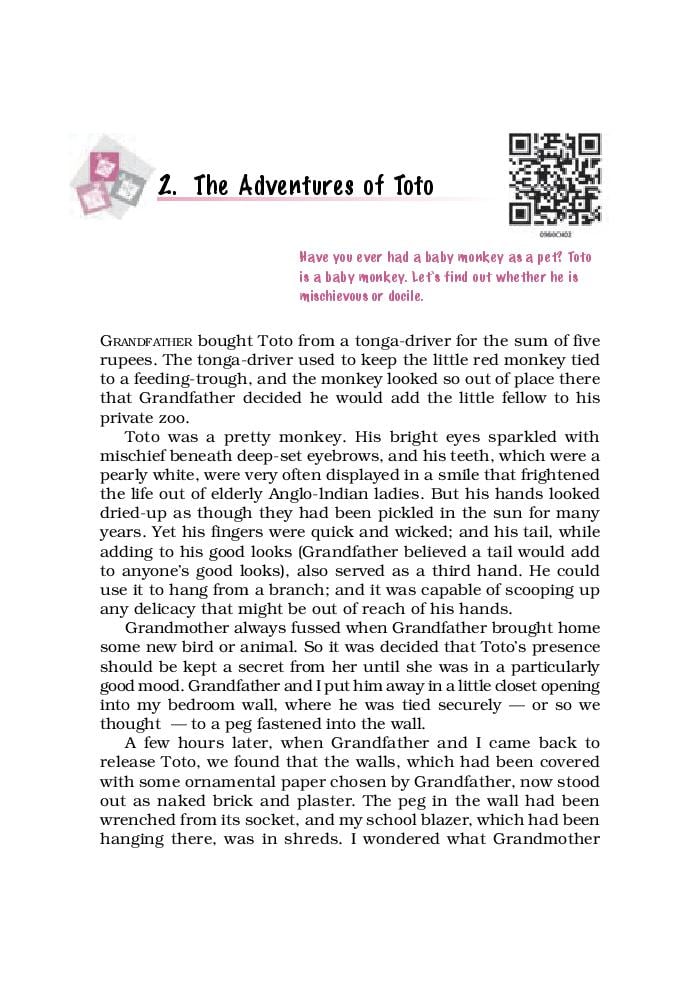 NCERT Book Class 9 English (Moments) Chapter 2 The Adventures of Toto - Page 1