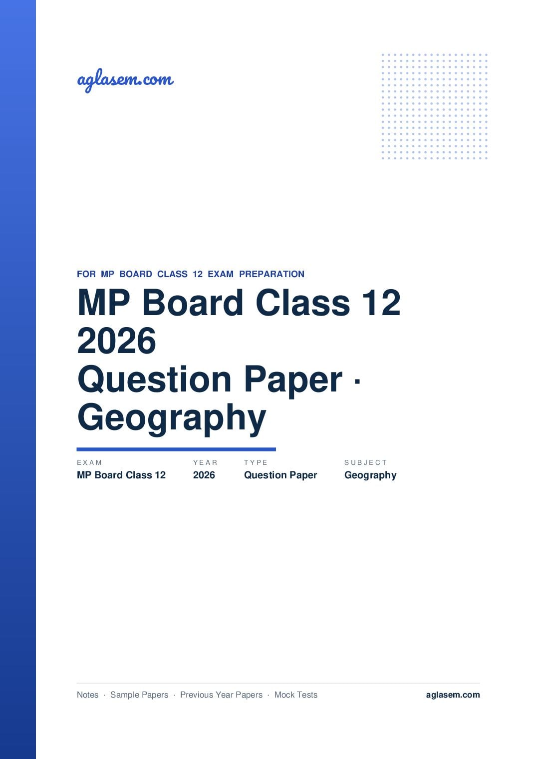 MP Board Class 12 Question Paper 2026 Geography - Page 1 of 13