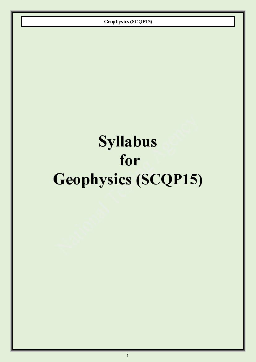 CUET PG 2024 Syllabus Geophysics - Page 1