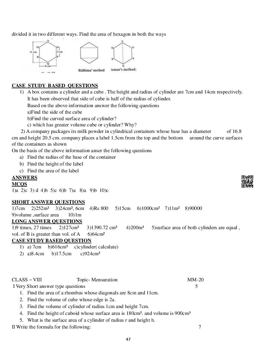 Class 8 Maths Notes For Mensuration Pdf Study Material Aglasem Class 8 Maths Notes For Mensuration Pdf Study Material Aglasem