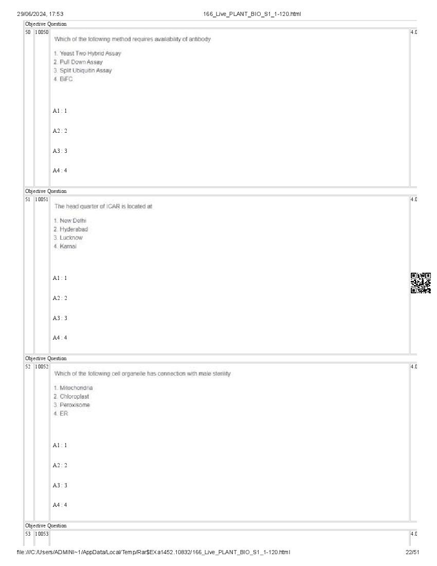 ICAR AIEEA PG 2024 Question Paper PDF (20 Subjects + Answer Key)