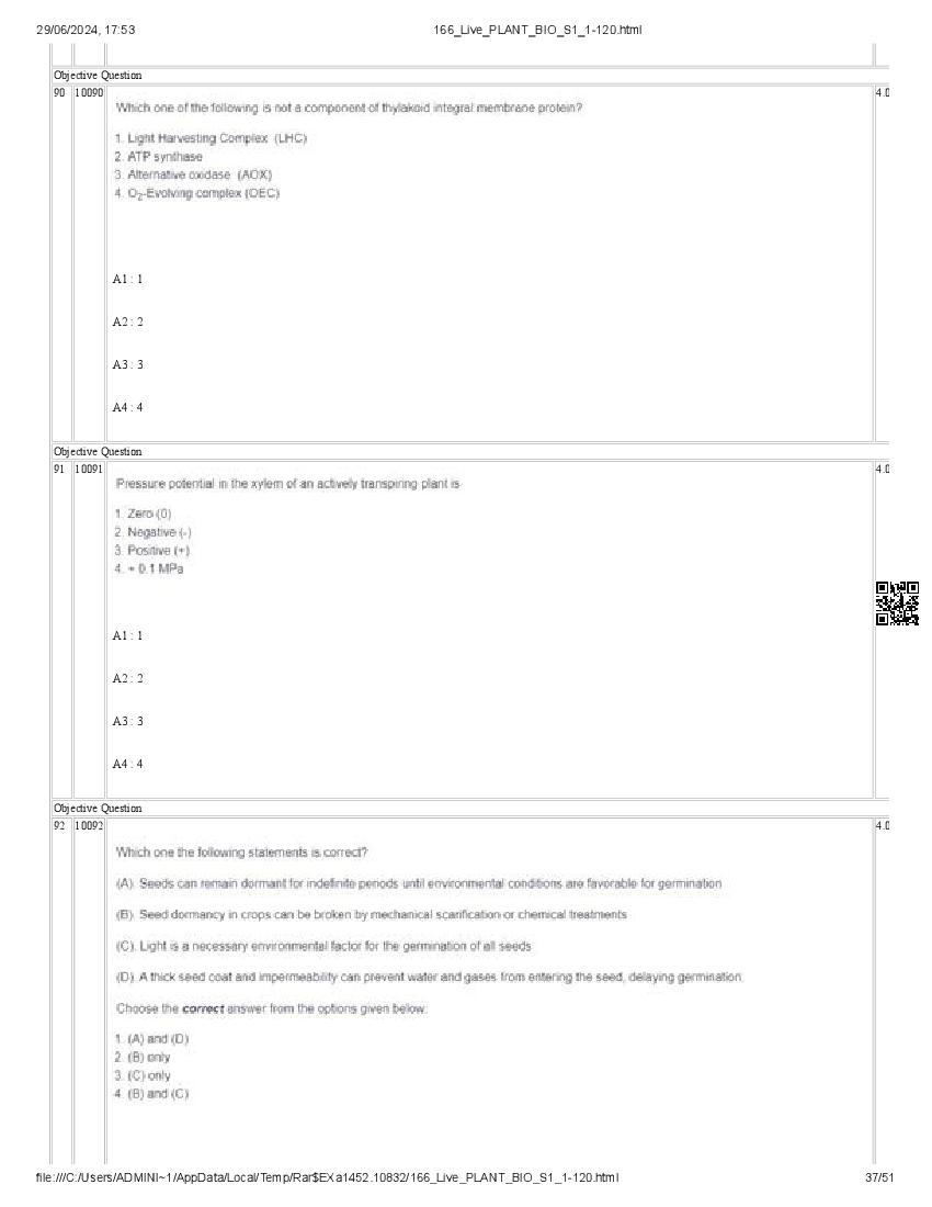 ICAR AIEEA PG 2024 Question Paper PDF (20 Subjects + Answer Key)