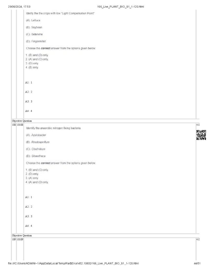 ICAR AIEEA PG 2024 Question Paper PDF (20 Subjects + Answer Key)
