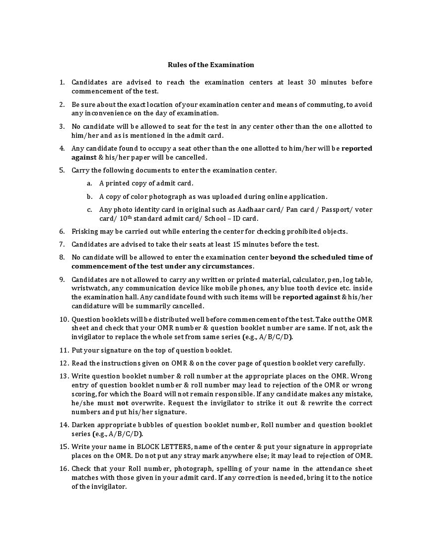 WBJEE 2022 Rules of Examination - Page 1