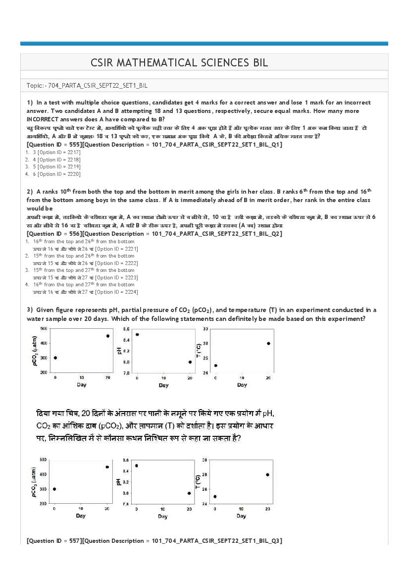 CSIR NET 2022 Question Paper Mathematical Sciences - Page 1