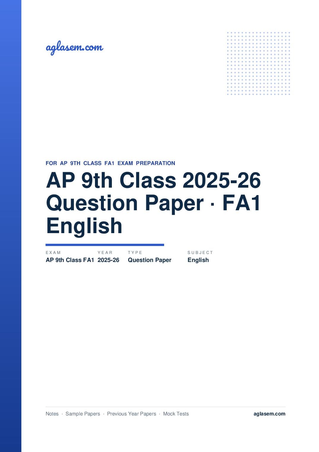 AP 9th Class Question Paper 2025-26 FA1 English - Page 1 of 4