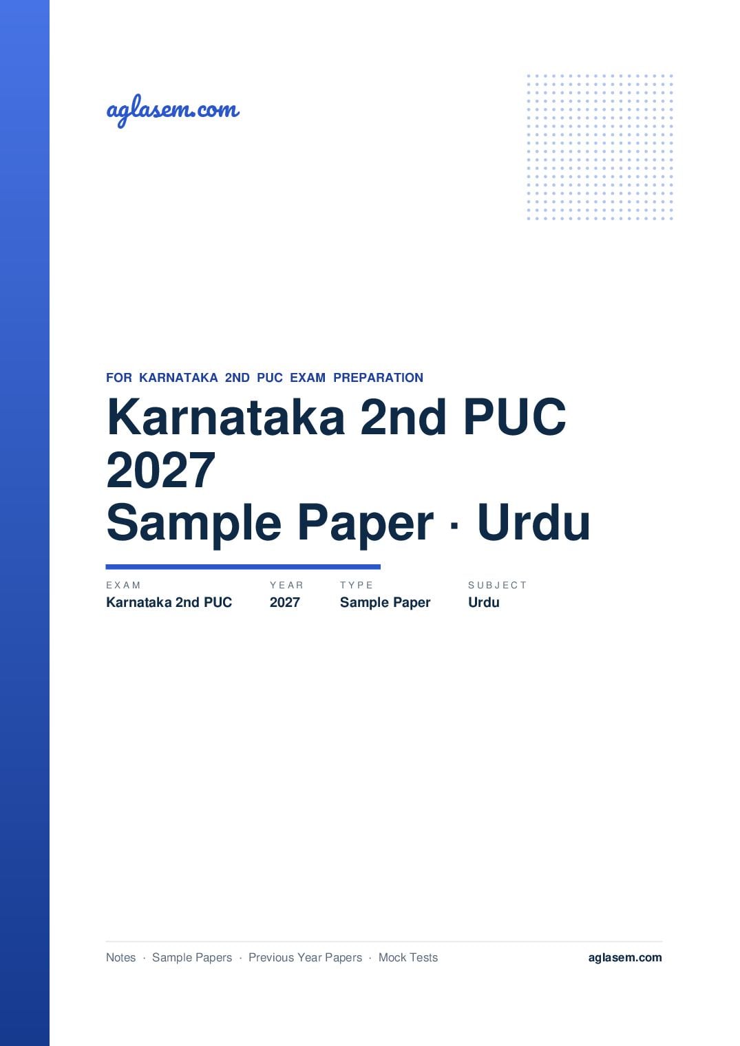 Karnataka 2nd PUC Model Question Paper 2027 for Urdu - Page 1 of 6