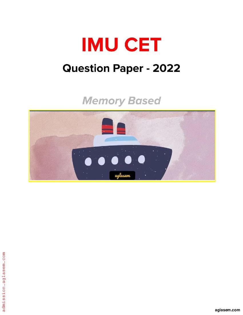 IMU CET 2022 Question Paper - Page 1