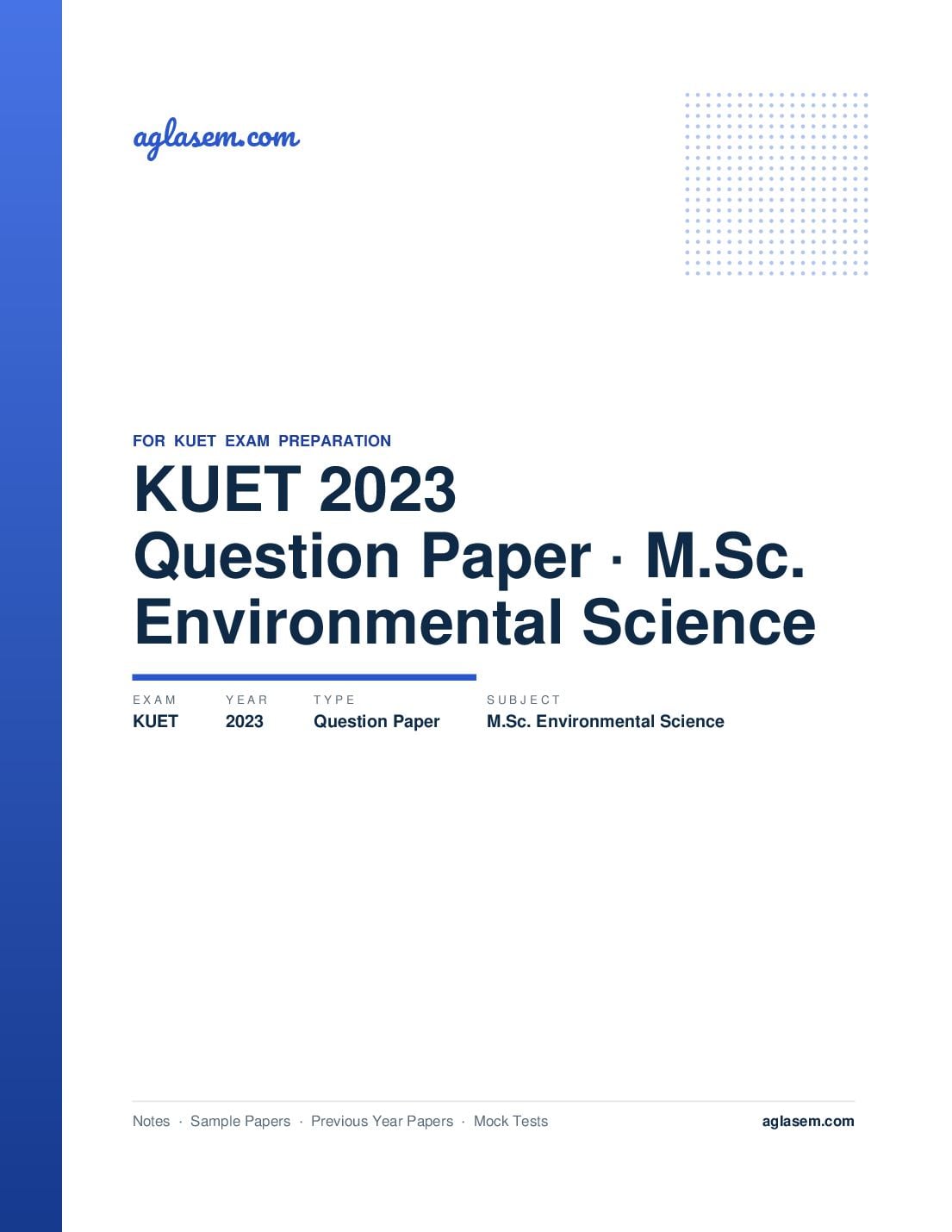 KUET 2023 Question Paper M.Sc. Environmental Science - Page 1 of 12