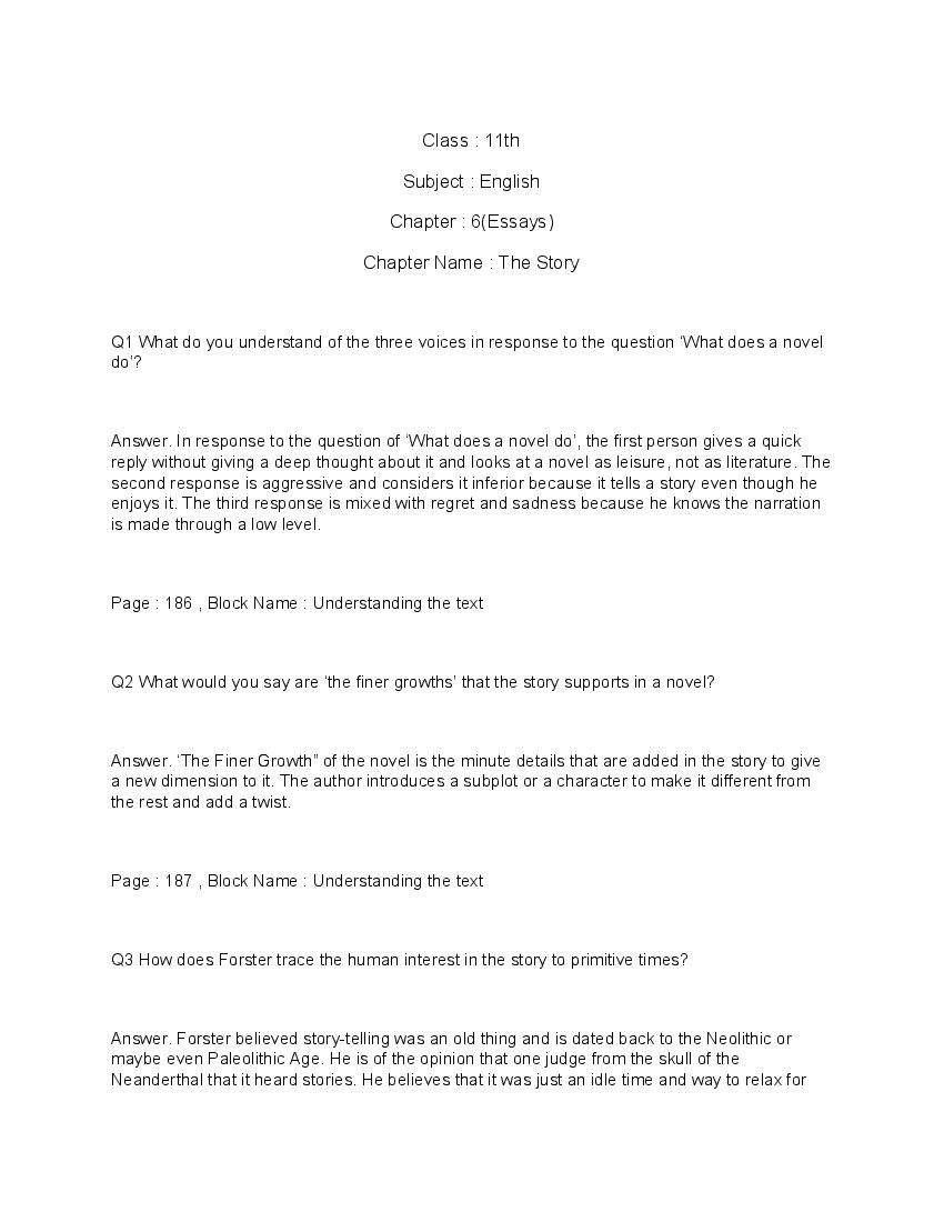 NCERT Solutions for Class 11 English (Woven Words) Essays 6 The Story - Page 1