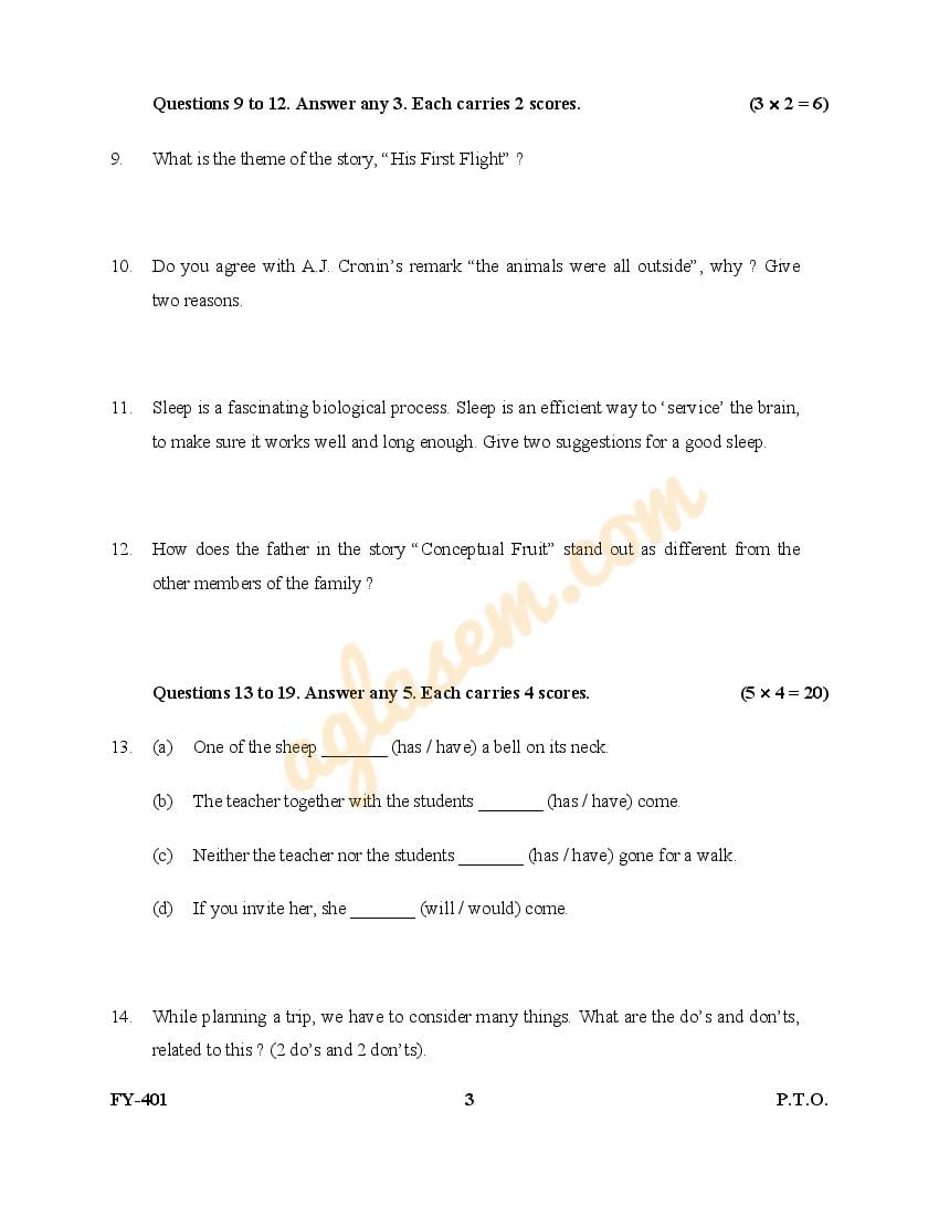 Previous Year Question Paper Class 11 English Kerala Syllabus Pdf At ...