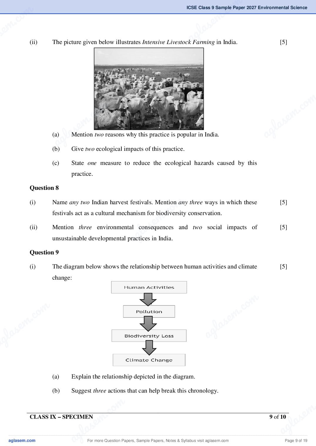 ICSE Environmental Science Specimen Paper 2027 with Answers – Class 9