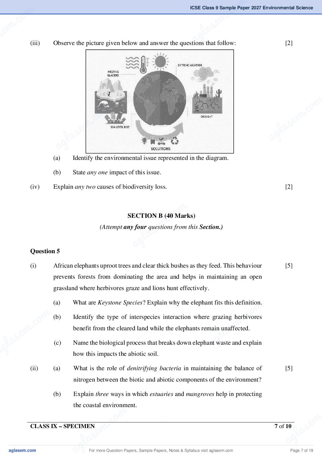 ICSE Environmental Science Specimen Paper 2027 with Answers – Class 9