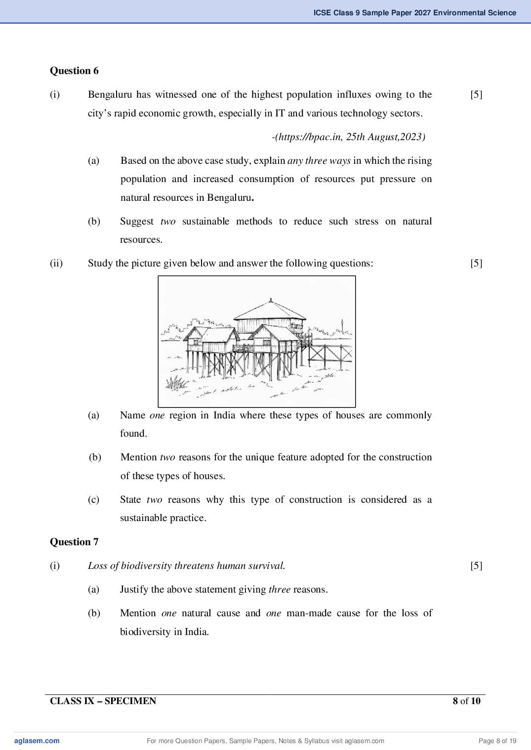 ICSE Environmental Science Specimen Paper 2027 with Answers – Class 9