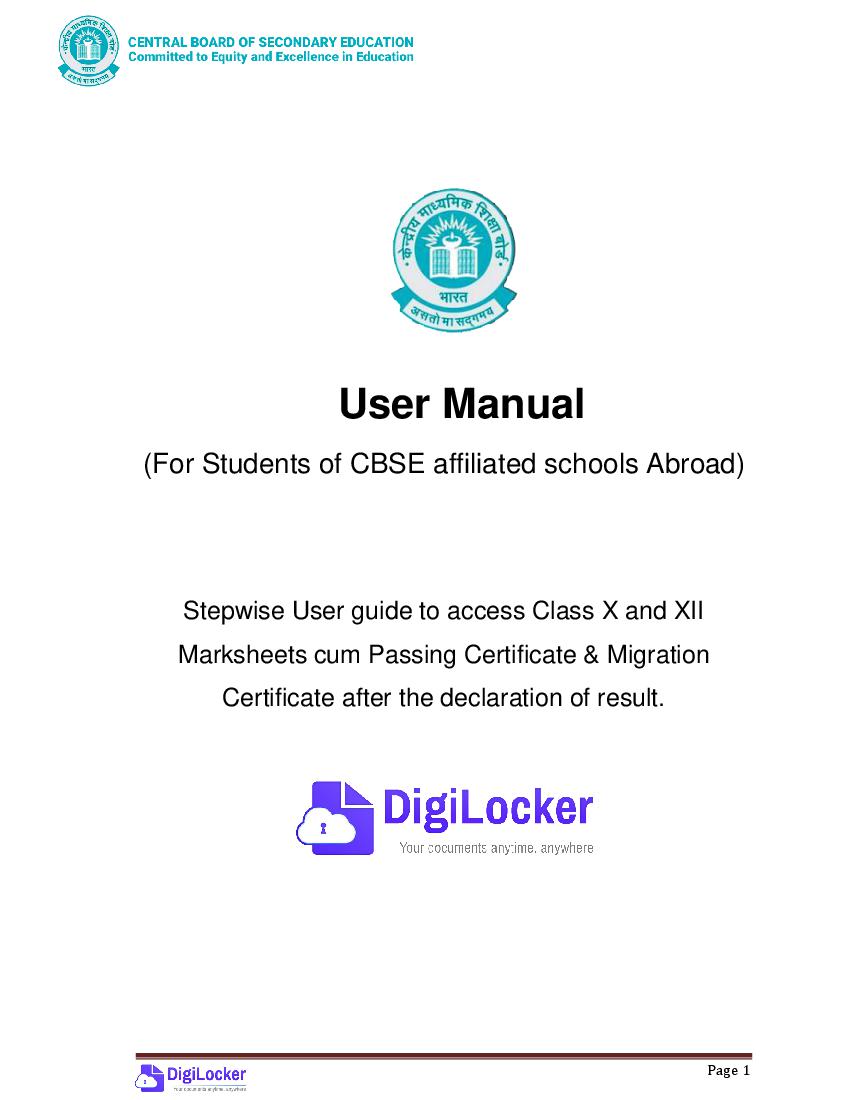 CBSE Step by Step Guide to Download Marksheet, Passing Certificate, Migration Certificate for Foreign Students - Page 1