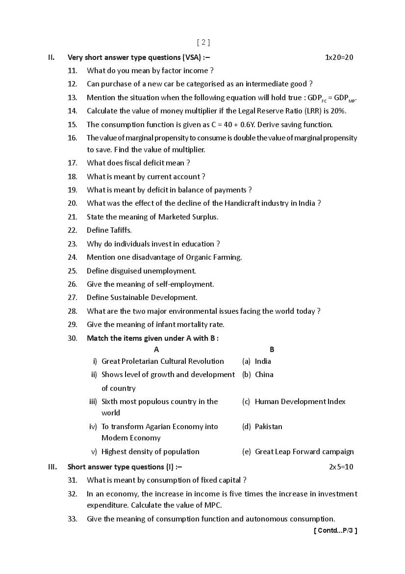 TBSE HS Economics Model Paper 2024 (PDF) OneEdu24