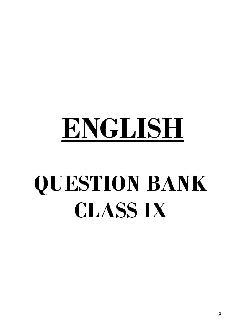 UP Board Class 9 Question Bank 2022 English - Page 1