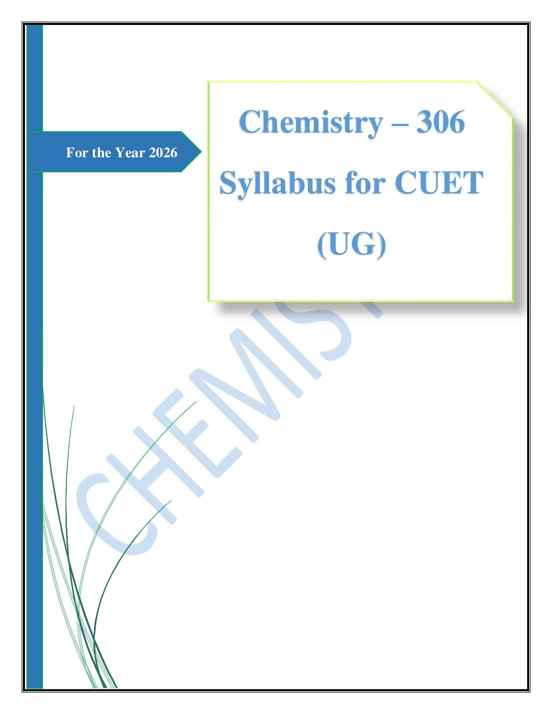 CUET 2026 Syllabus Chemistry (Code 306) - Page 1 of 4