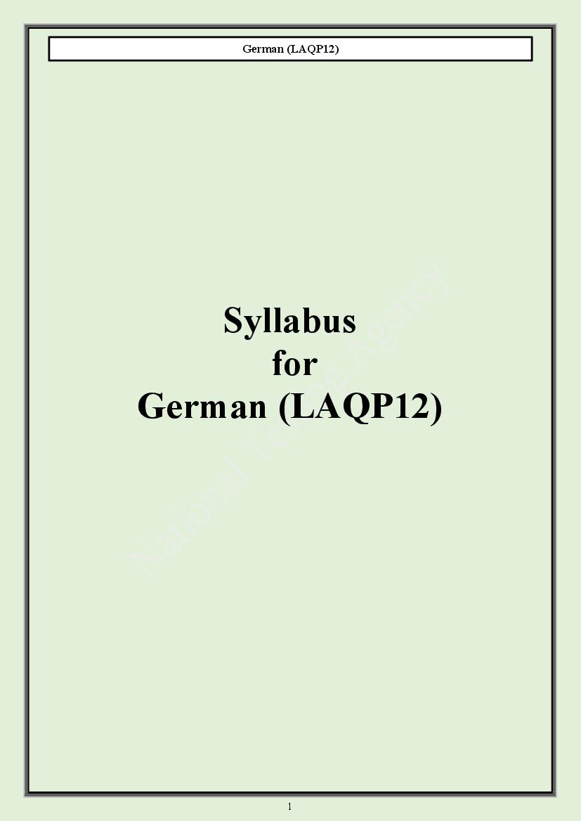 CUET PG 2024 Syllabus German - Page 1