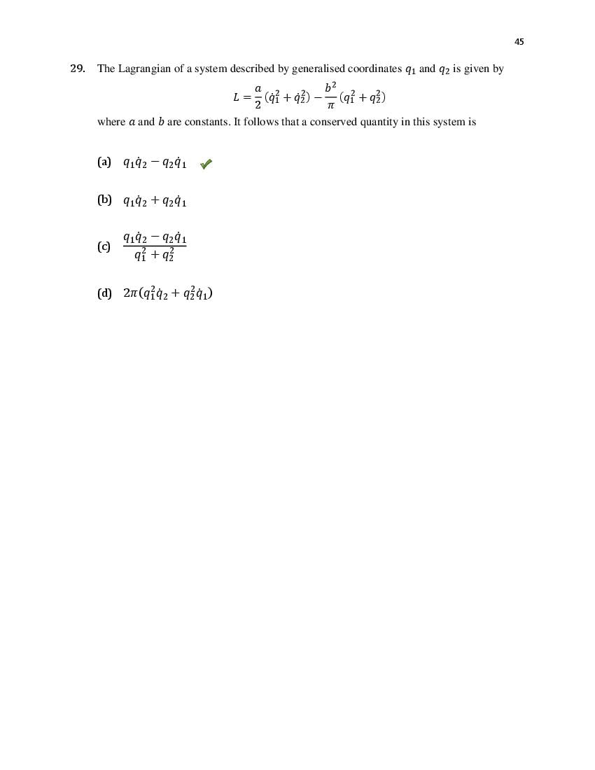 TIFR GS 2020 Question Paper PDF (6 Papers incl. Wildlife Biology)