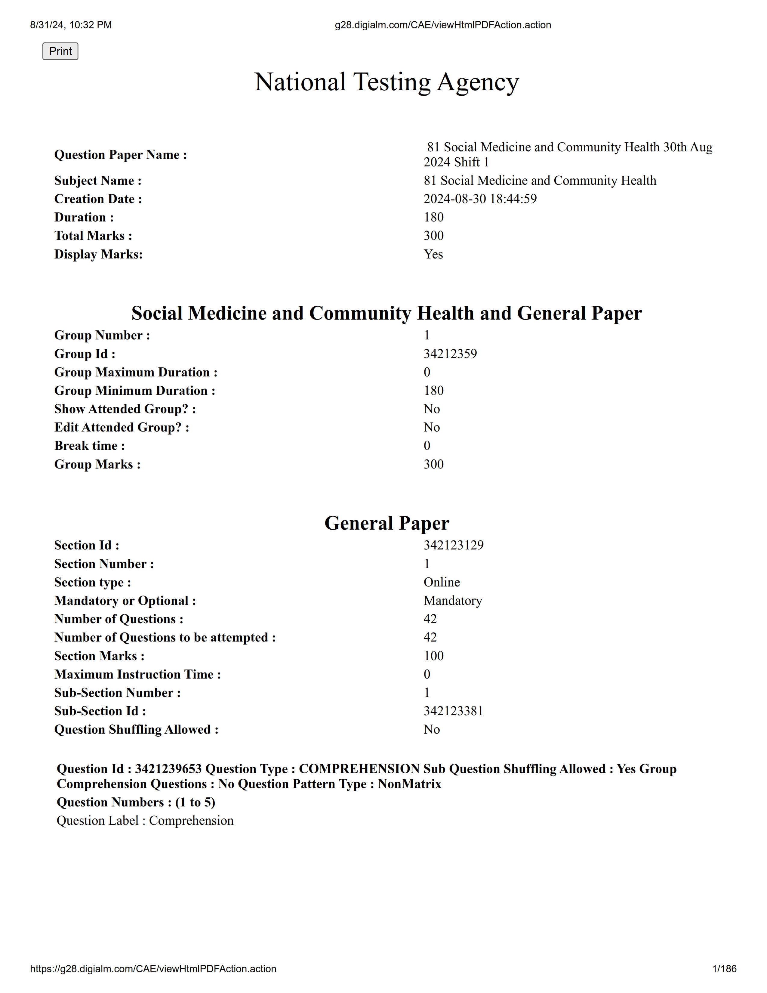 UGC NET 2024 Question Paper Social Medicine and Community Health - Page 1