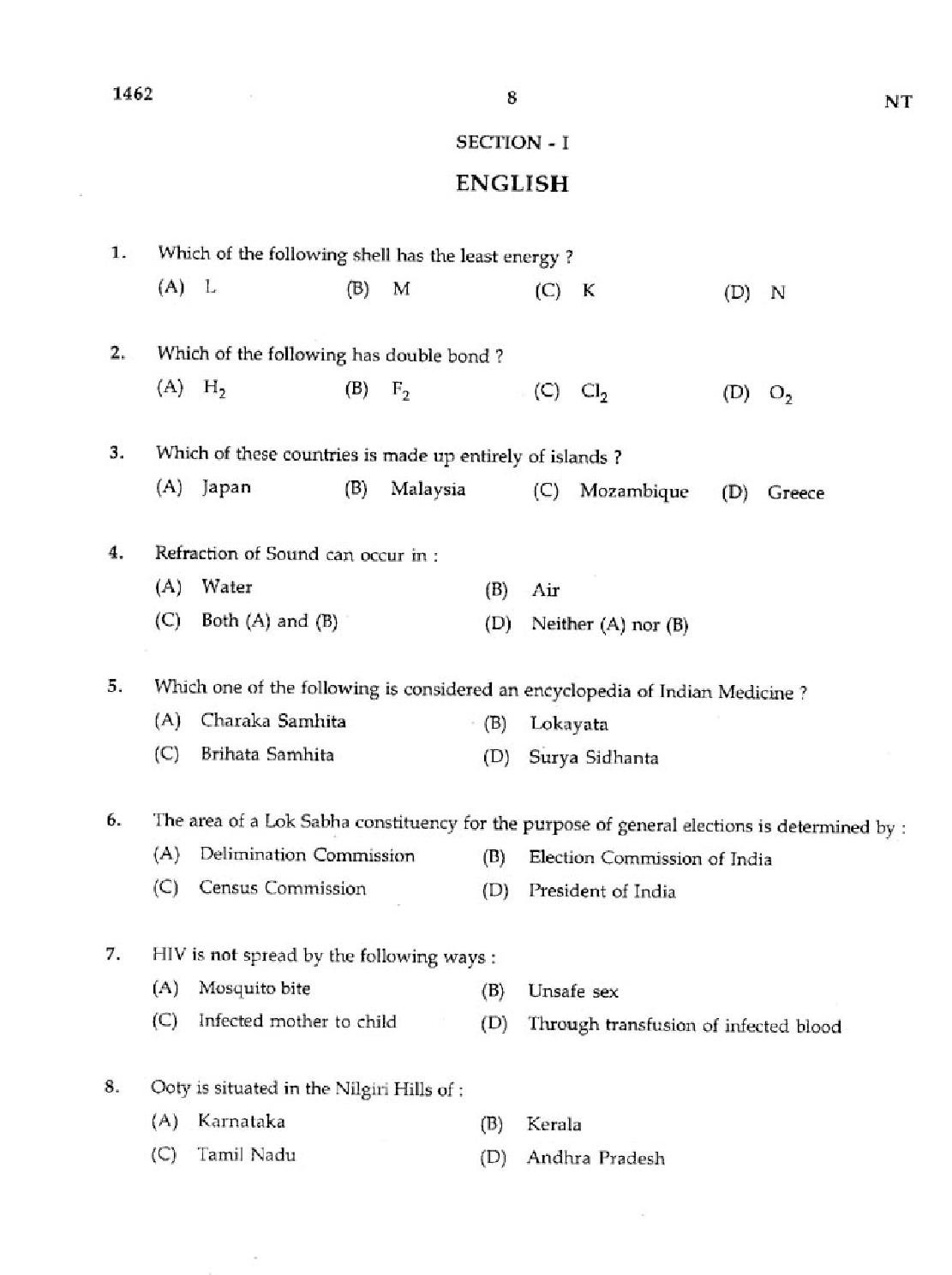 RRB Group D Question Paper 16 Nov 2014 in English Set 2 - Page 1