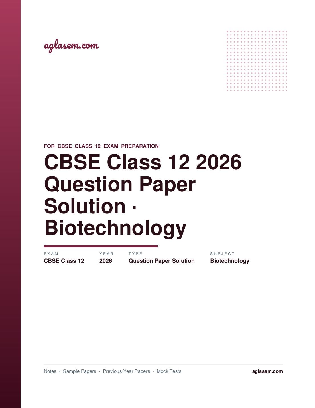 CBSE Class 12 Question Paper 2026 Solution Biotechnology - Page 1 of 12