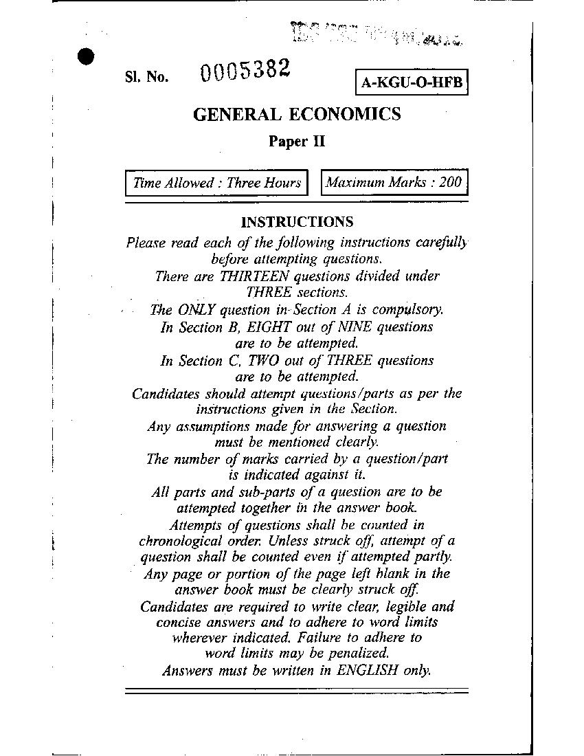 UPSC IES ISS 2015 Question Paper for General Economics-II - Page 1