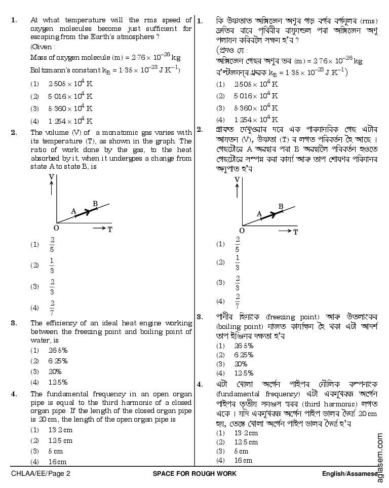 NEET 2018 Question Paper Assamese