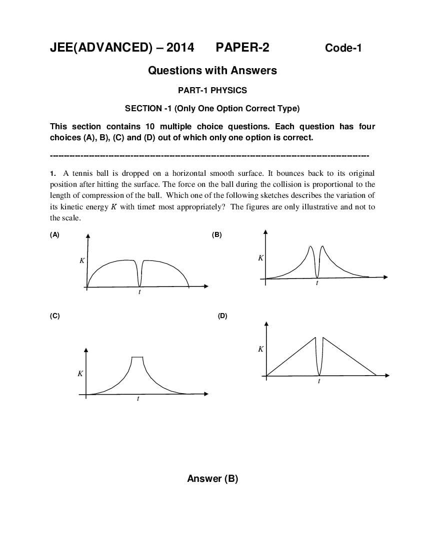 JEE Advanced 2014 Question Paper 2 - Page 1