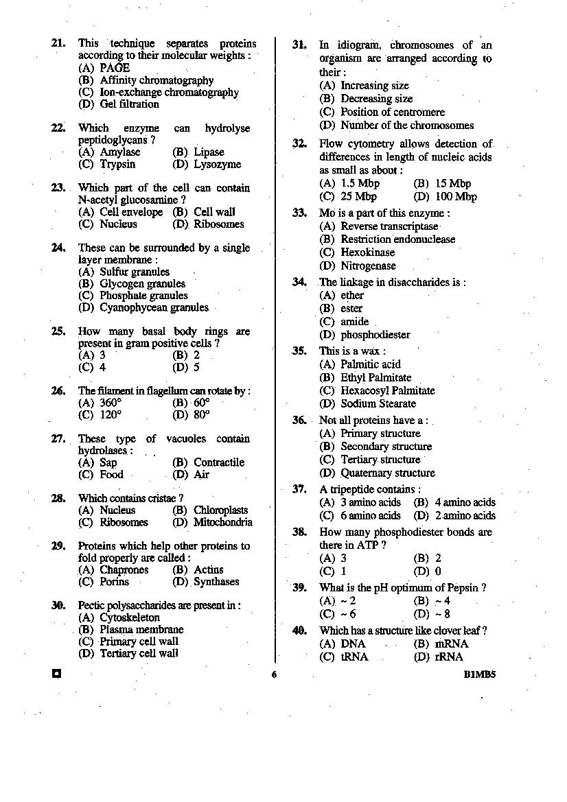 BCECE 2015 Question Paper with Answer Key (4 Subjects)