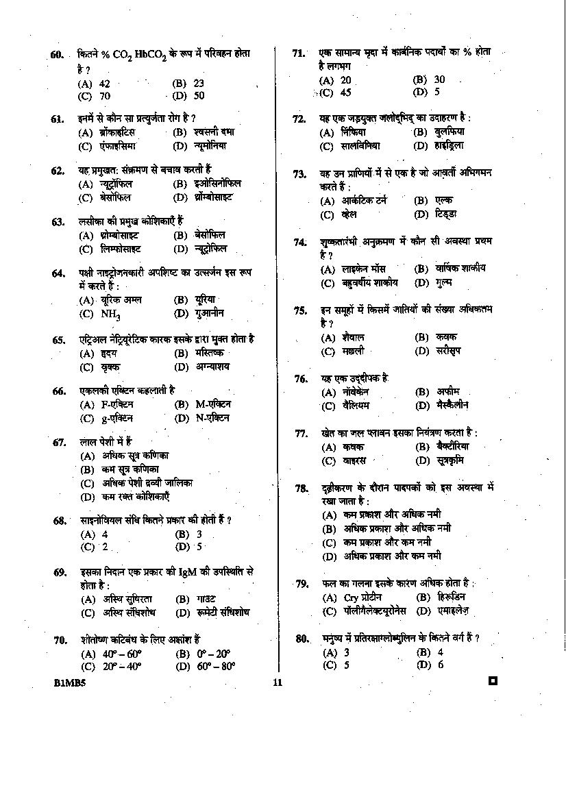 BCECE 2015 Question Paper with Answer Key (4 Subjects)