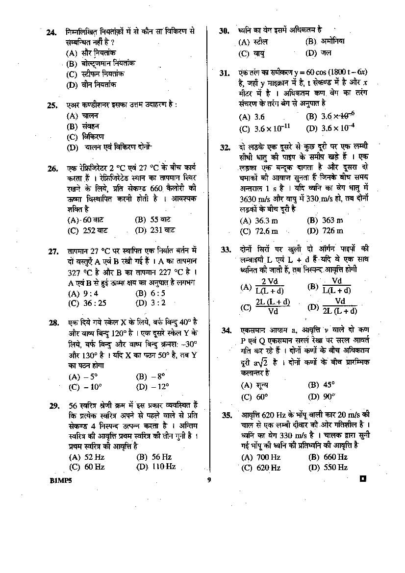 BCECE 2015 Question Paper with Answer Key (4 Subjects)